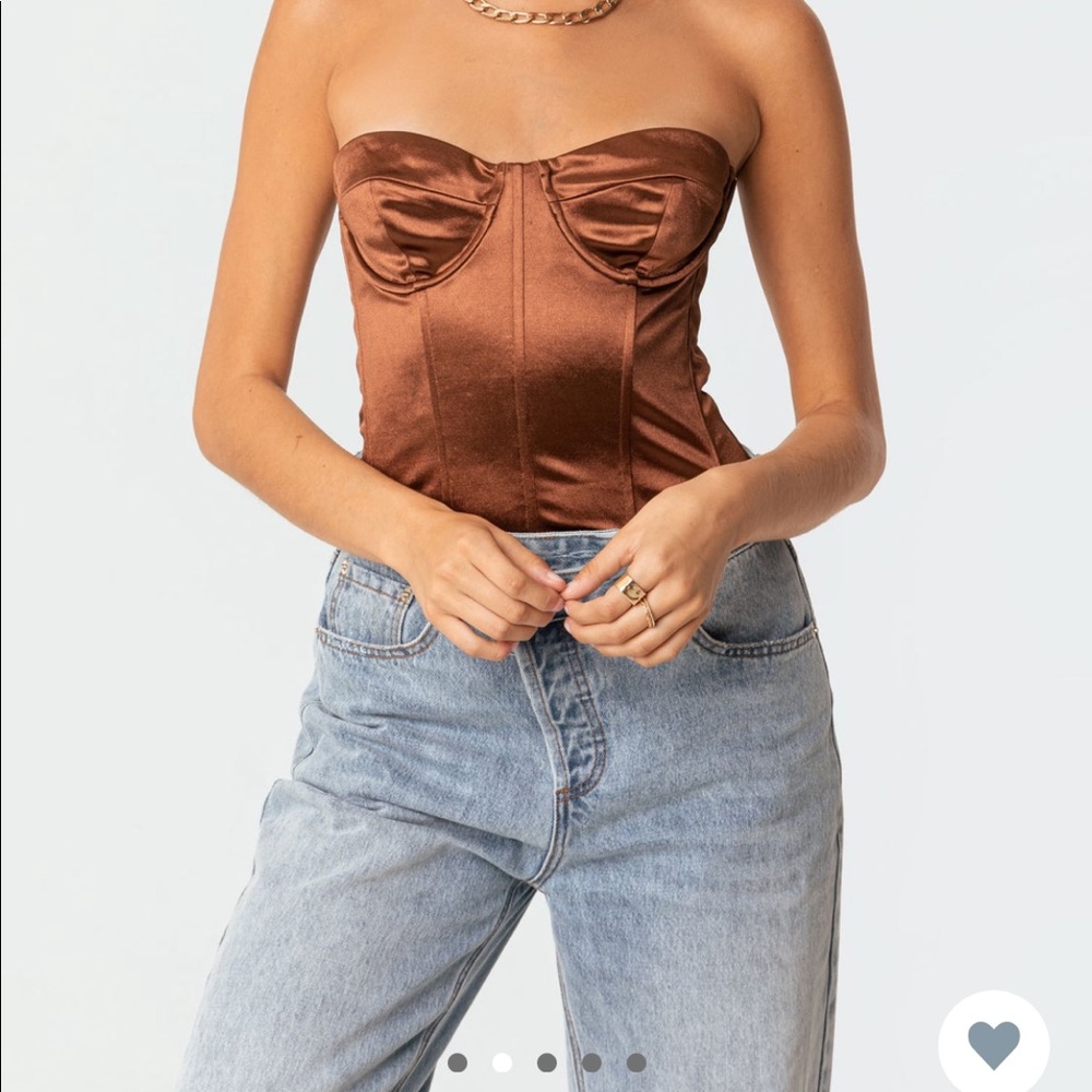 Brand New Edikted Misha Brown Satin Corset Top